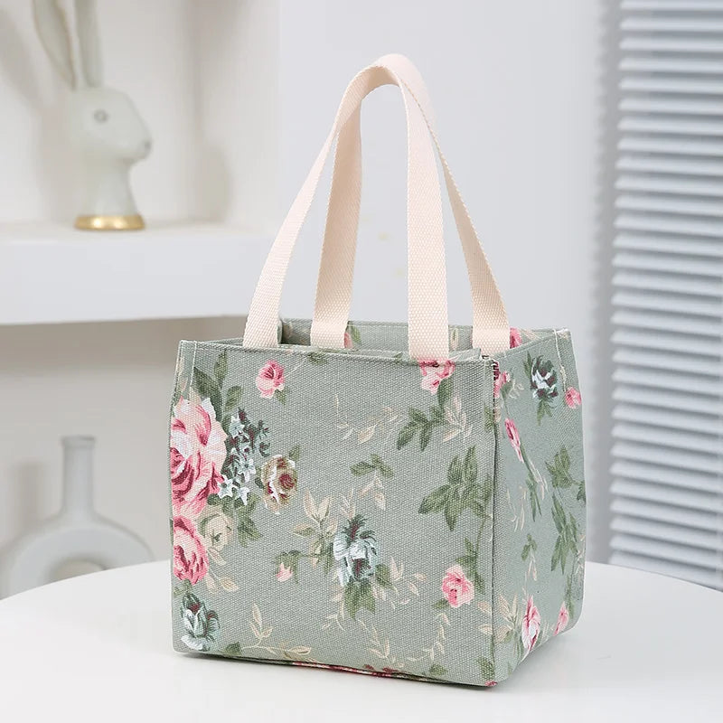 Floral Print Lunch Bag, For School, Work, Travel & Picnic