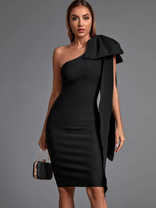 Bandage Dress 2022 New Women's Black Bodycon Dress Elegant Sexy Evening Club Party Dress High Quality Summer Fashion